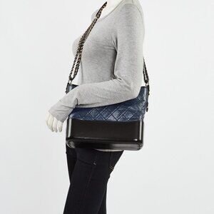 Chanel Blue Quilted Aged Calfskin Leather Medium Gabrielle Hobo Bag